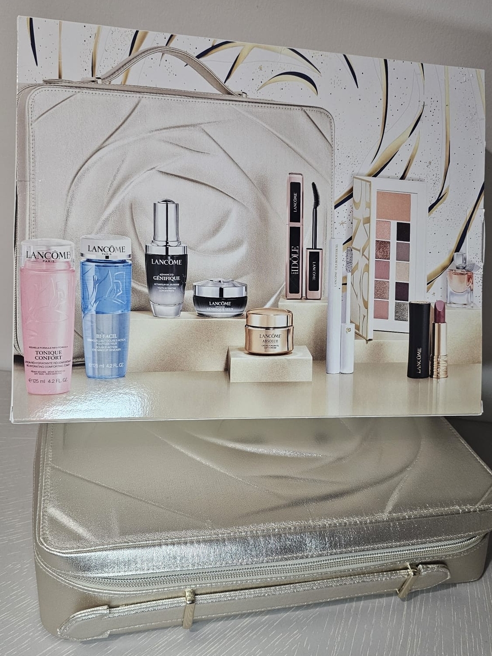LANCÔME Holiday Beauty Box 10pc- Makeup Palette + Lip + Mascara + Vanity NEW SET